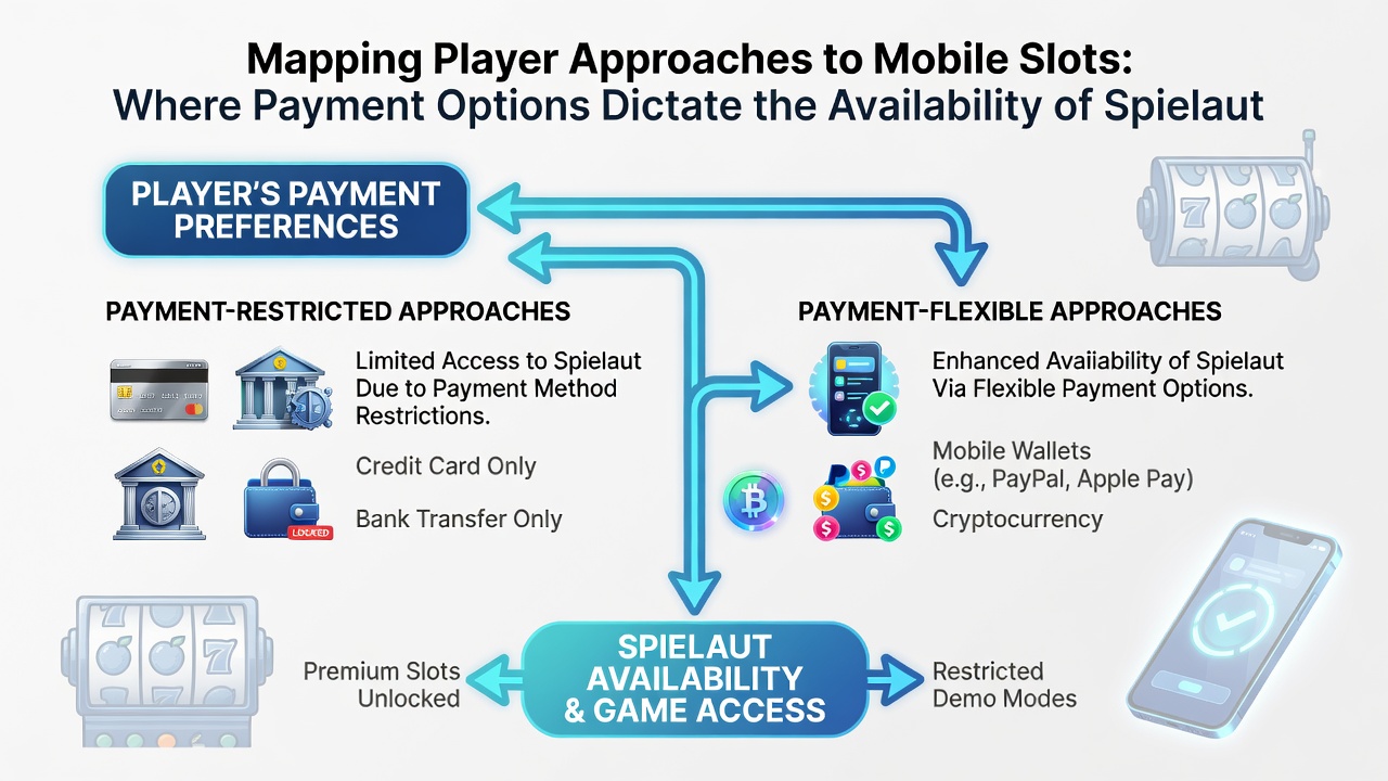 Diagramm zur Kartierung von Spielerstrategien bei mobilen Slots mit Fokus auf Zahlungsmethoden und Jackpot-Verfügbarkeit